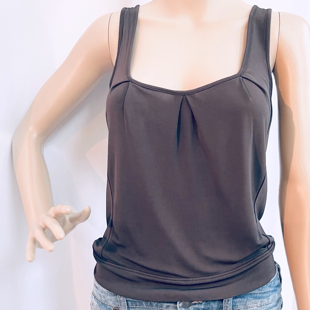 Garfield & Marks Charcoal Gray Pleat Detail Tank Top